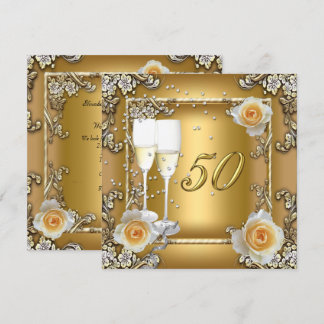 Elegant Gold 50th Wedding Anniversary Party Invitation