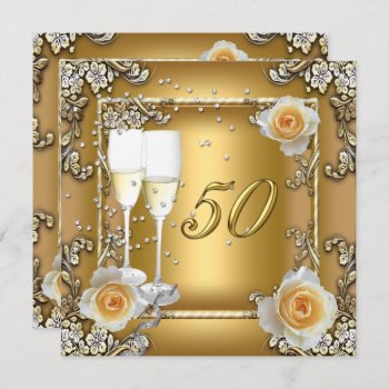 Elegant Gold 50th Wedding Anniversary Party Invitation by Zizzago at Zazzle