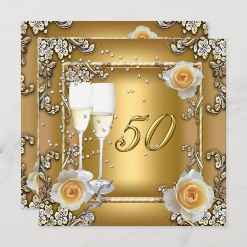 Elegant Gold 50th Wedding Anniversary Party Invitation