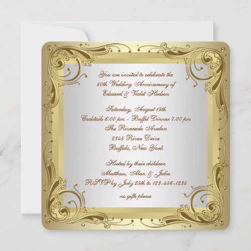 Elegant Gold 50th Wedding Anniversary Party Personalized Invites