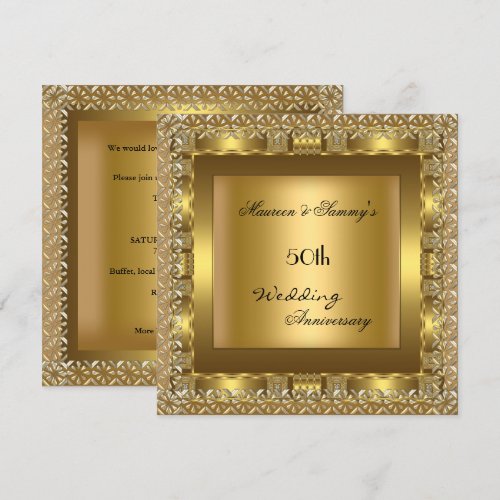 Elegant Gold 50th Wedding Anniversary Party Personalized Invites