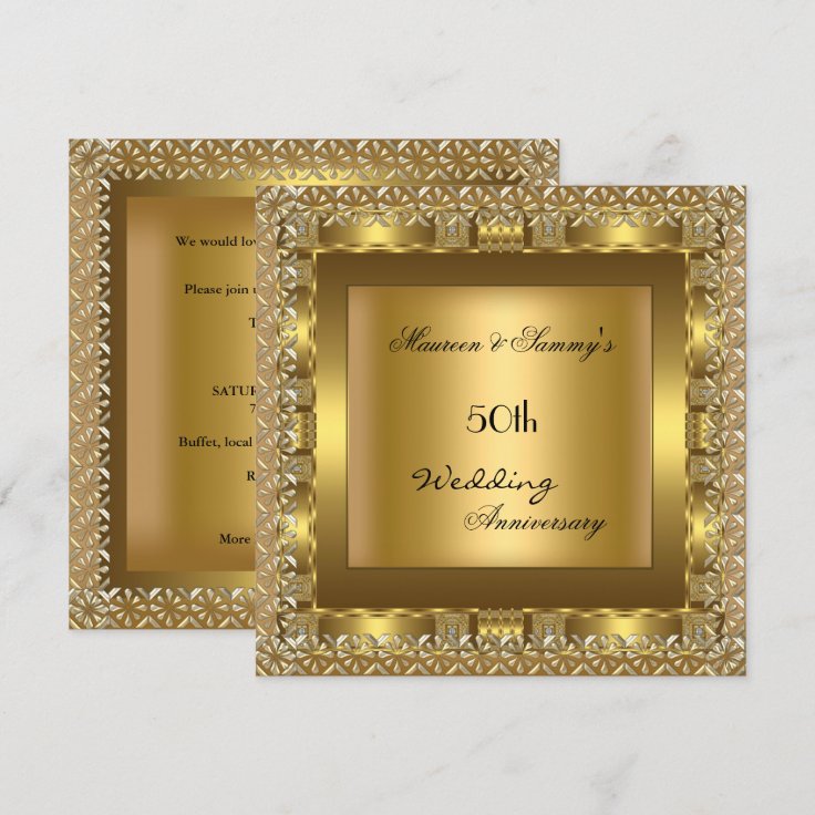 Elegant Gold 50th Wedding Anniversary Party Invitation | Zazzle
