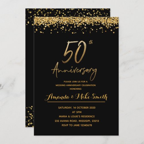 Elegant Gold 50th Wedding Anniversary Party Invite