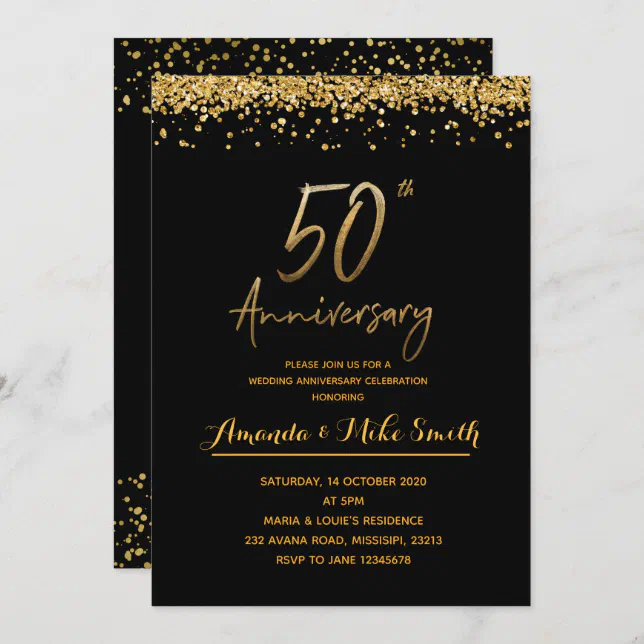 Elegant Gold 50th Wedding Anniversary Party Invite | Zazzle