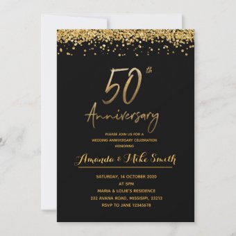 Elegant Gold 50th Wedding Anniversary Party Invite | Zazzle