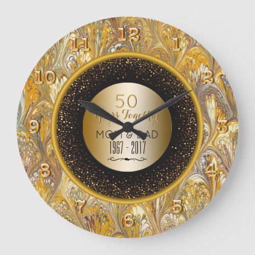 Elegant Gold 50th Wedding Anniversary Personalized Large Clock