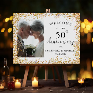 Elegant Gold 50th Wedding Anniversary Welcome Foam Board