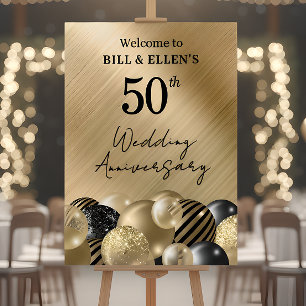 Elegant Gold 50th Wedding Anniversary Welcome Sign