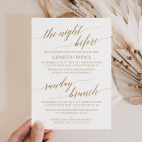 Elegant Gold 5x7" Rehearsal Dinner & Sunday Brunch