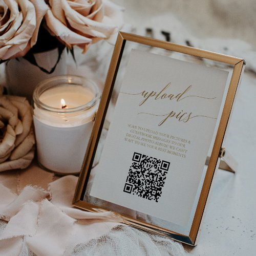Elegant Gold 5x7 Table Number with Photo QR Code
