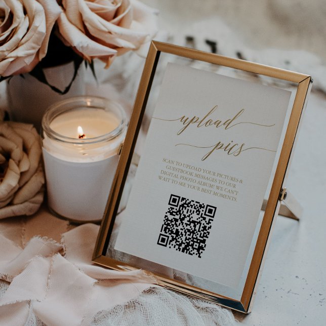 Elegant Gold 5x7" Table Number with Photo QR Code (Creator Uploaded)