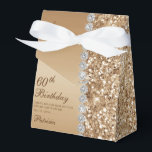 Elegant Gold 60th Birthday Favor Boxes<br><div class="desc">These elegant gold glitter and diamond sided 60th Birthday favor boxes are perfect for your or your loved one's sixtieth birthday party favors. They're chic, trendy and stylish while at the same time being classy. The modern yet traditional fonts are crisp and clean and make these thank you favor boxes...</div>