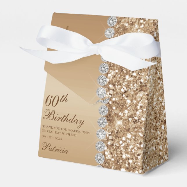 Elegant Gold 60th Birthday Favor Boxes (Front Side)