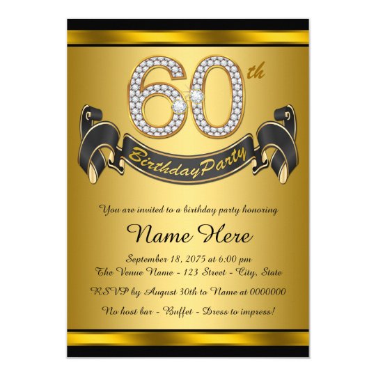 Elegant Gold 60th Birthday Party Invitation 