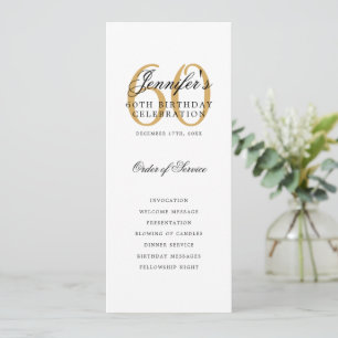 Elegant Gold 60th Birthday Party Program Menu