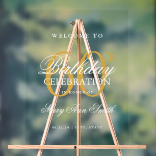Elegant Gold 60th Birthday Party Welcome Acrylic Sign