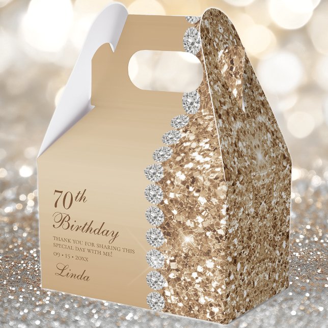 Elegant Gold 70th Birthday Favor Boxes (Creator Uploaded)