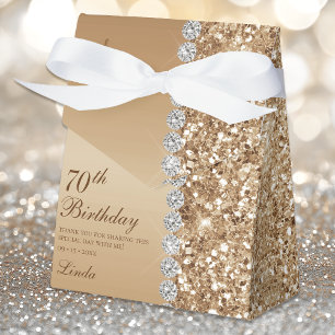 Elegant Gold 70th Birthday Favor Boxes