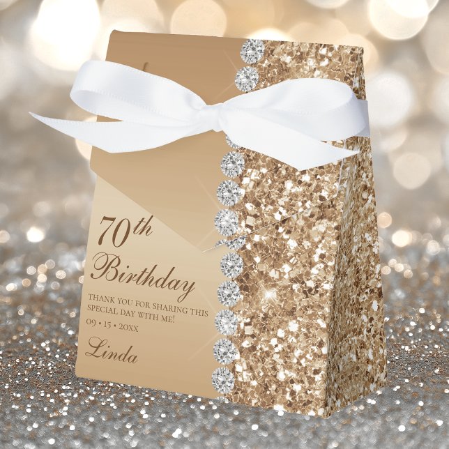 Elegant Gold 70th Birthday Favor Boxes (Creator Uploaded)