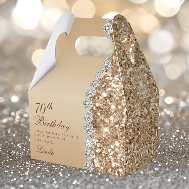 Elegant Gold 70th Birthday Favor Boxes (Creator Uploaded)