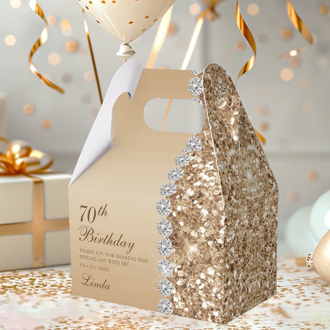 Elegant Gold 70th Birthday Favor Boxes (Creator Uploaded)