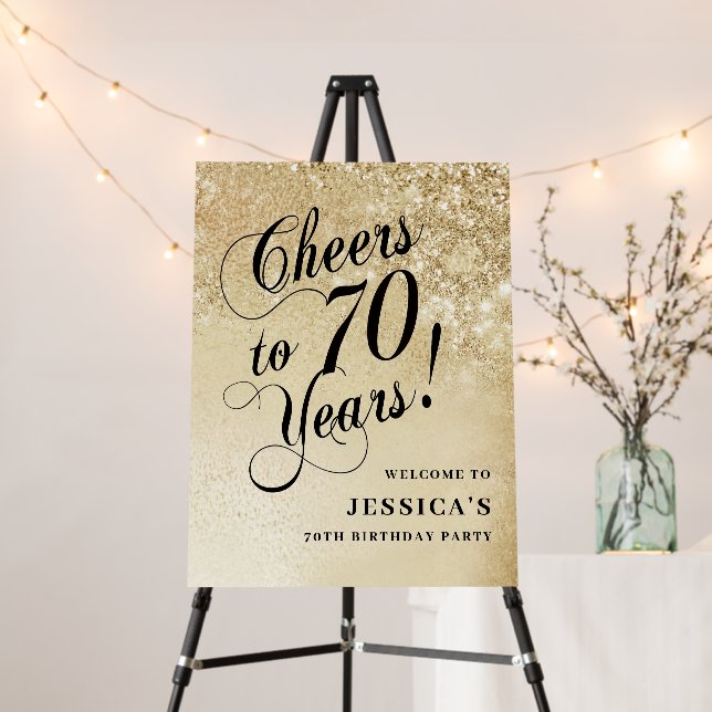 Elegant Gold 70th Birthday Foam Board (In Situ (Stand))