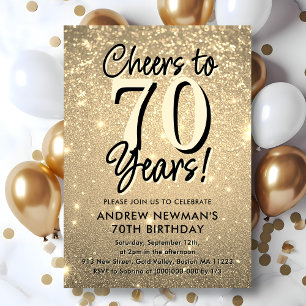 Elegant Gold 70th Birthday Invitation