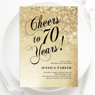 Elegant Gold 70th Birthday Invitation