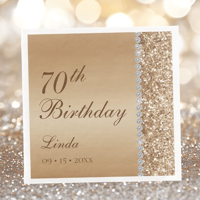 Elegant Gold 70th Birthday Paper Dinner Napkins (Creator Uploaded)