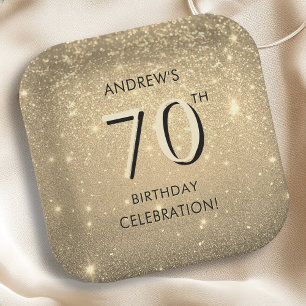 Elegant Gold 70th Birthday Paper Plates