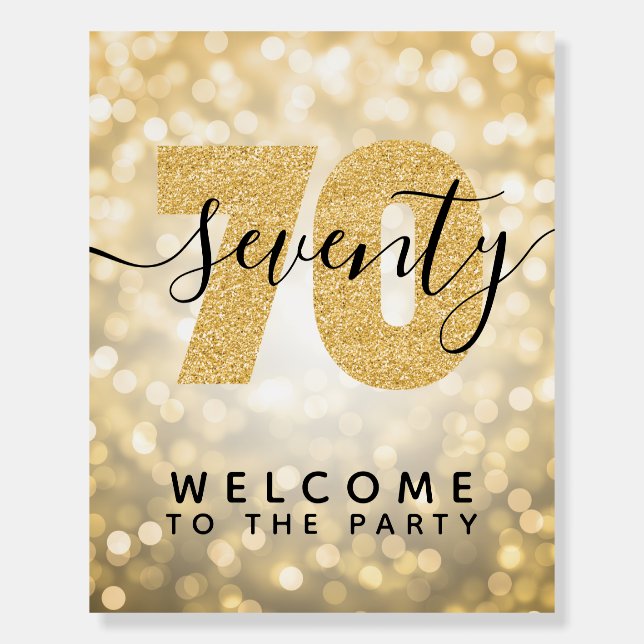 Elegant Gold 70th Birthday Party Welcome  Foam Board (Front)