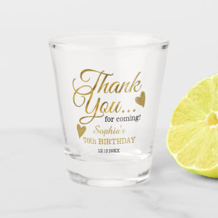 Elegant Gold 70th Birthday Thank You Party Favors Shot Glass