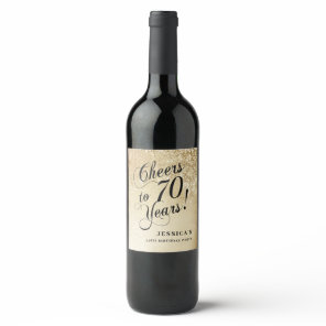 Elegant Gold 70th Birthday Wine Label