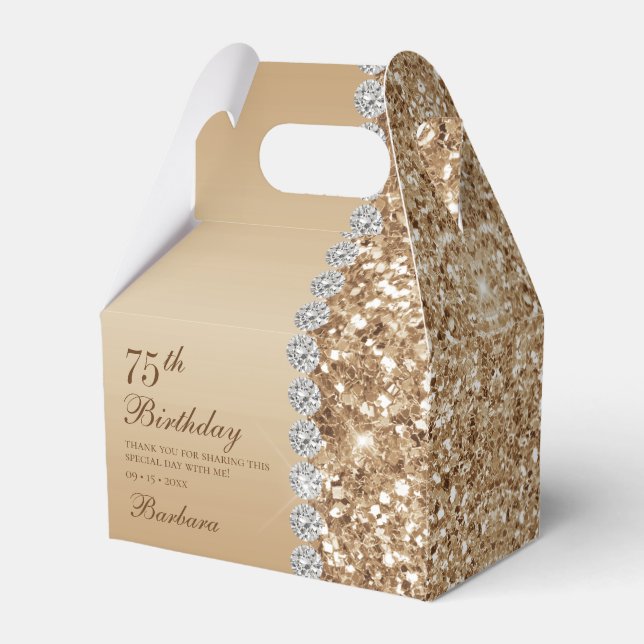 Elegant Gold 75th Birthday Favor Boxes (Front Side)