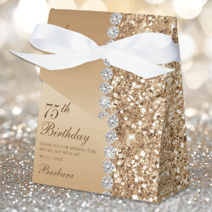 Elegant Gold 75th Birthday Favor Boxes