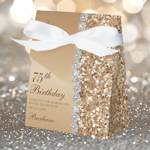 Elegant Gold 75th Birthday Favor Boxes