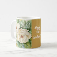 Elegant Gold 75th Birthday Floral Magnolia Name