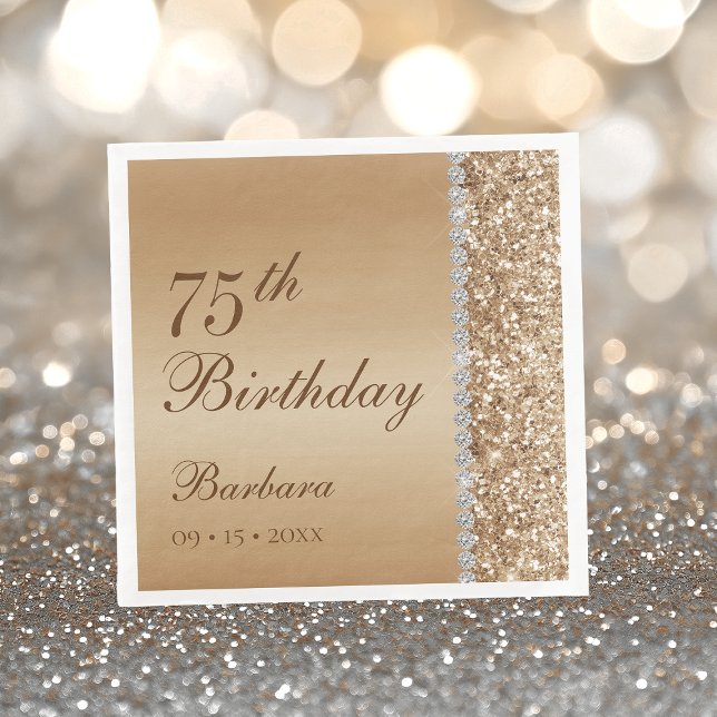 Elegant Gold 75th Birthday Napkins (Creator Uploaded)