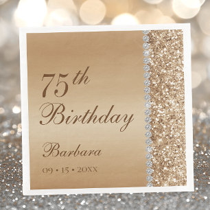 Elegant Gold 75th Birthday Paper Dinner Napkins