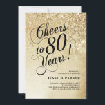 Elegant Gold 80th Birthday Invitation<br><div class="desc">Elegant 80th birthday party invitation. Elegant design in faux glitter gold and black. Features typography script font and confetti. Perfect for a stylish women's bday celebration. Personalize with your own details. Message me if you need custom age. Printed Zazzle invitations or instant download digital printable template.</div>