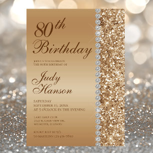 Elegant Gold 80th Birthday Invitation