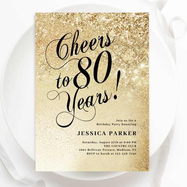 Elegant Gold 80th Birthday Invitation (Creator Uploaded)