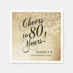 Elegant Gold 80th Birthday Napkins