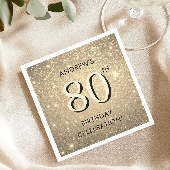 Elegant Gold 80th Birthday  Napkins (Creator Uploaded)