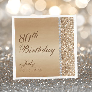 Elegant Gold 80th Birthday Napkins