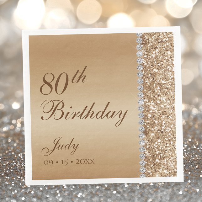 Elegant Gold 80th Birthday Paper Dinner Napkins (Creator Uploaded)