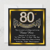 Elegant Gold 80th Birthday Party Invitation (Front)