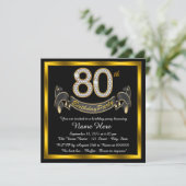 Elegant Gold 80th Birthday Party Invitation (Standing Front)