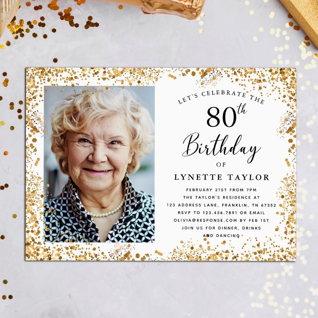 Elegant Gold 80th Birthday Party Invitation (Creator Uploaded)