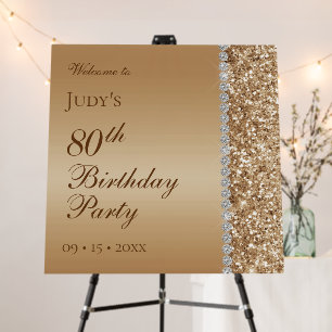 Elegant Gold 80th Birthday Party Welcome Sign